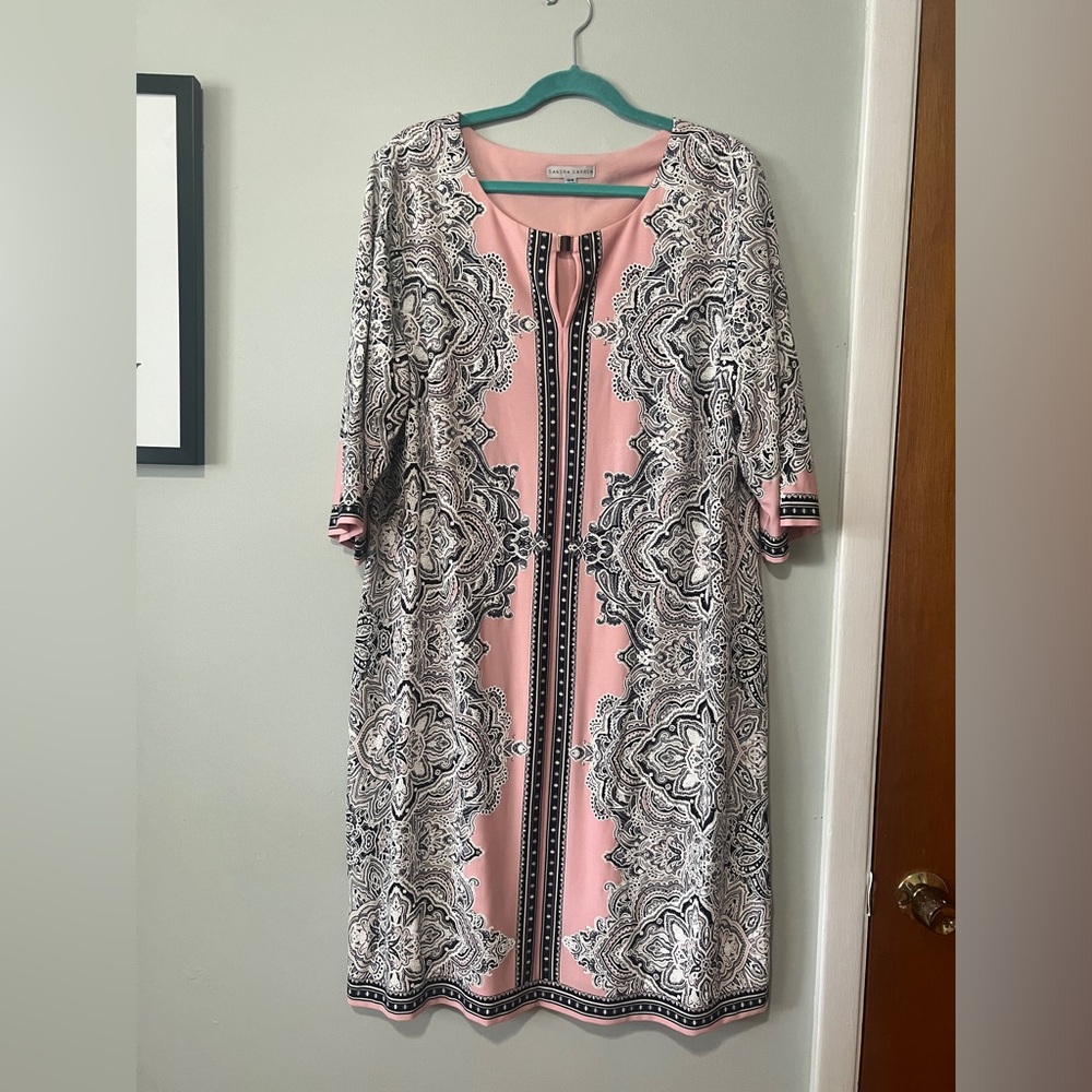 Sandra Darren‎ Shift Dress Paisley Pink Floral Women 18W Summer